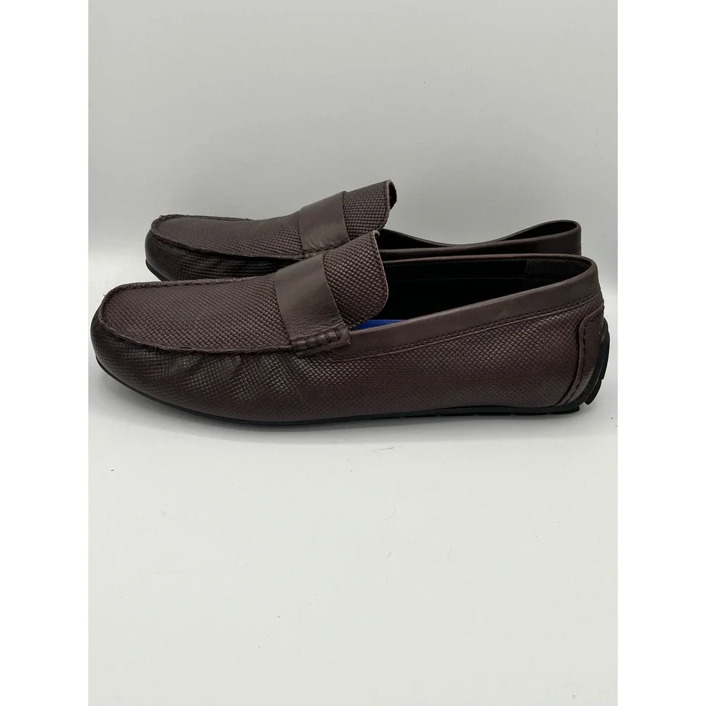 Rockport RMTAYO Men Brown Textured Leather Penny Loafer Driving Mocs Sz 12W